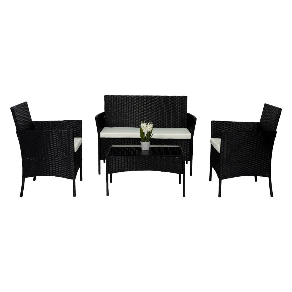 Juego de Sala Exterior Zafiro, Negro y Blanco, con Dos Sillas de Una Plaza y Una Silla de Dos Plazas - Image 3