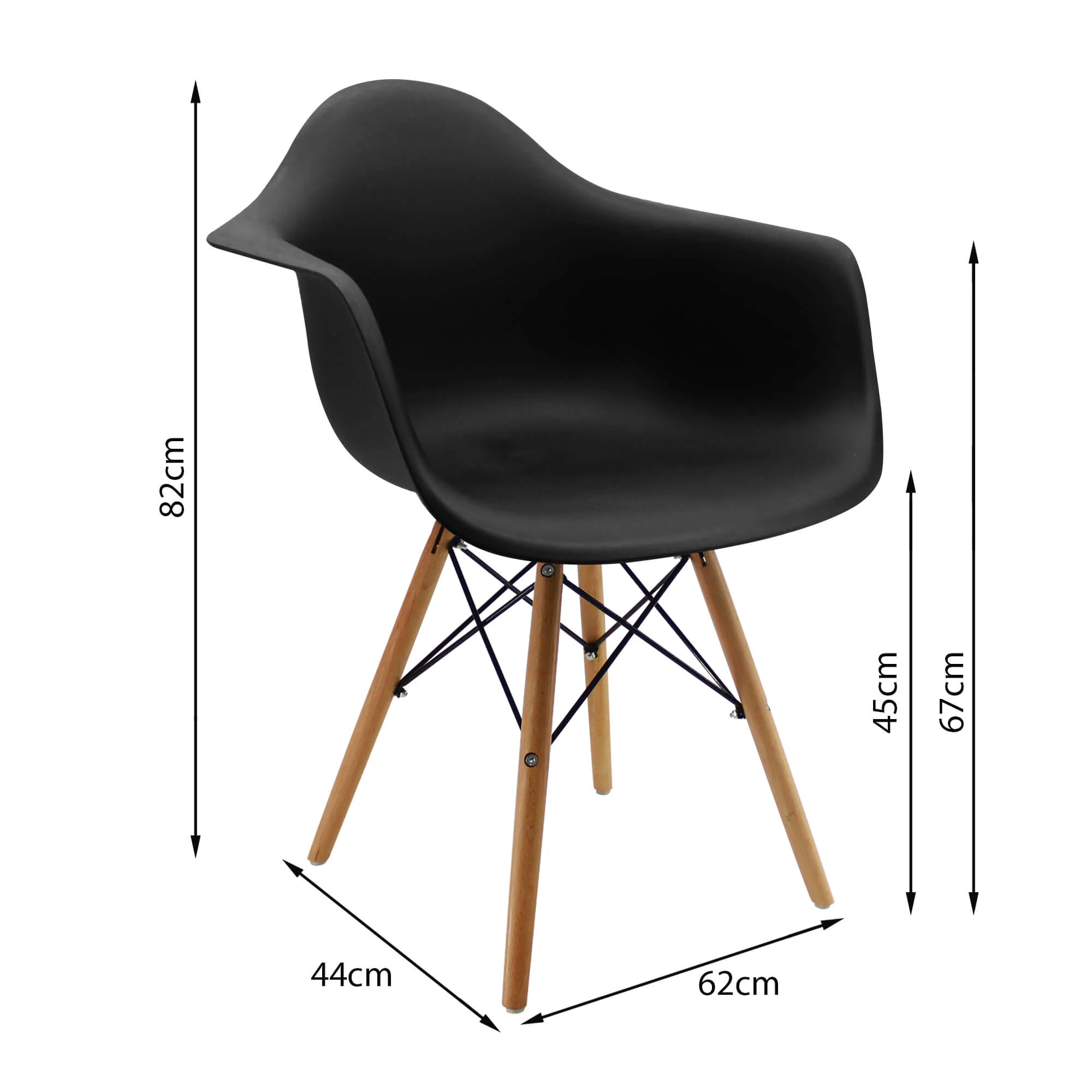 Kit por 4 sillas de comedor DKR tipo Eames brazos color negro - Image 6